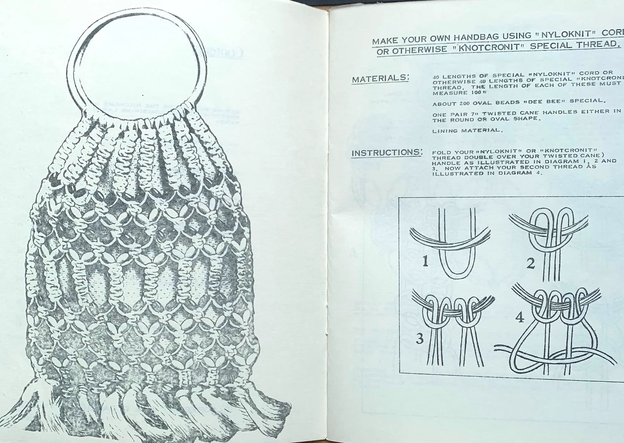 1968 MAKE YOUR OWN HANDBAG -Macrame, Knit, Bead, Weave Knot..Who Knew ?!