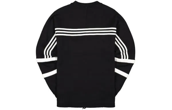 adidas originals Retro Stripe Sports Round Neck Pullover Sweatshirt Black, black