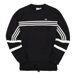 adidas originals Retro Stripe Sports Round Neck Pullover Sweatshirt Black, black