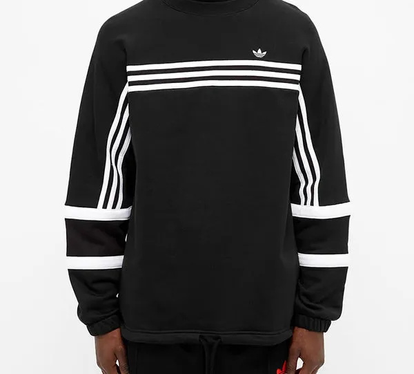 adidas originals Retro Stripe Sports Round Neck Pullover Sweatshirt Black, black