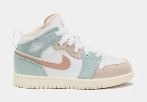 Air Jordan 1 Retro Mid SE Preschool Lifestyle Shoes (White/Pink)