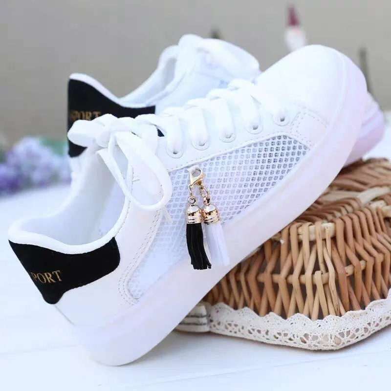 Amozae Mesh white shoes ladies fashion breathable shoes students Korean casual shoes sports shoes flat shoes womens shoes