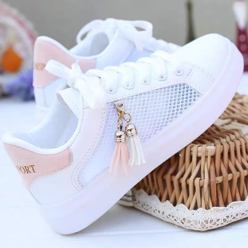 Amozae Mesh white shoes ladies fashion breathable shoes students Korean casual shoes sports shoes flat shoes womens shoes