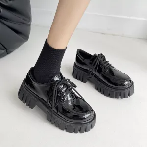 AMOZAE- -  Rimocy Patent Leather Platform Oxford Shoes