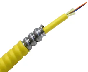 Armored Plenum Fiber Optic Cable: Single Mode OS2, Corning Fiber, Indoor Use, OFCP (Per Foot)