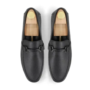 Black Buckled Moccasins-Black