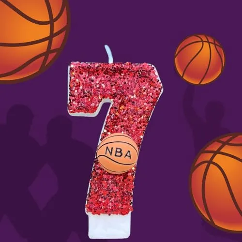 CasaPopz Basketball Birthday Number Candles for Cake Red Number 7 Candle Basketball Cake Topper for Party Anniversary Decorations