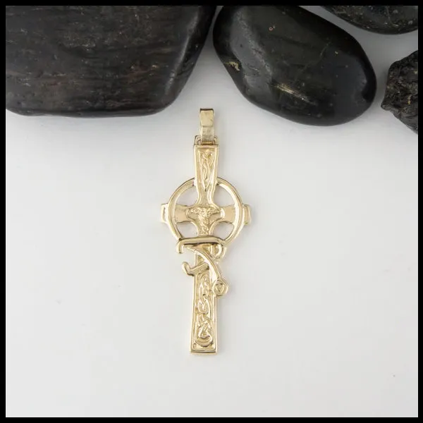 Celtic Caring Cross in Gold