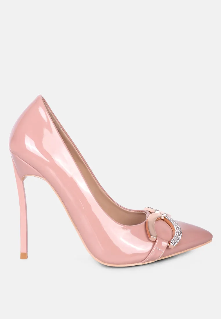 COCKTAIL Buckle Embellished Stiletto Pump Shoes in Blush