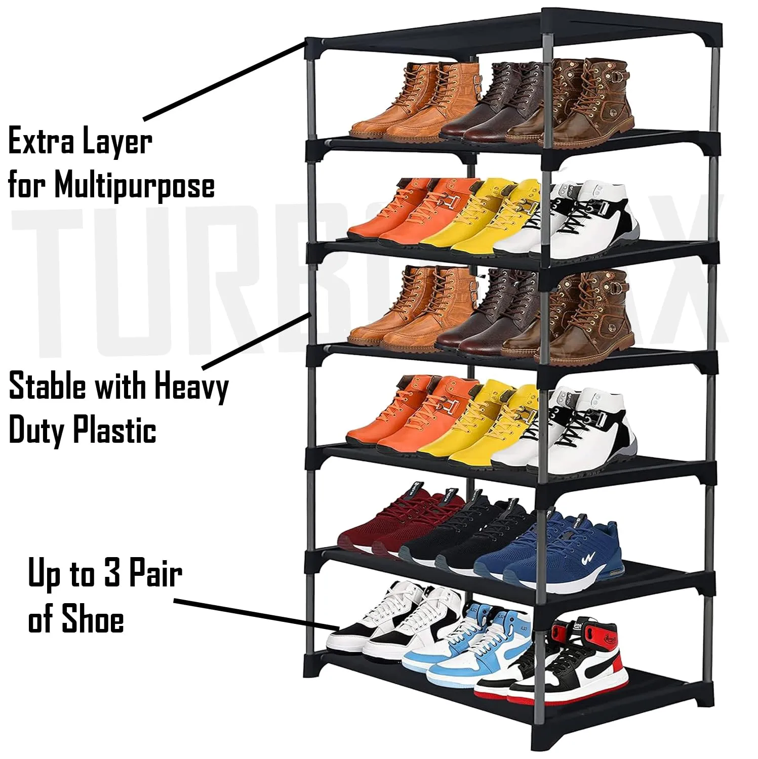 DEMARK Shoe Rack Stand for Home With Non-Woven Cover Adjustable, Extendable & Multipurpose Storage Organizer (6 Layer Holder, Blue)