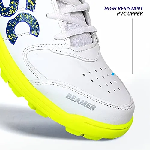 DSC unisex-adult Beamer Cricket Shoes Fluro Yellow-White Cricket Shoe - 10 UK (1502451)