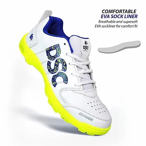 DSC unisex-adult Beamer Cricket Shoes Fluro Yellow-White Cricket Shoe - 10 UK (1502451)