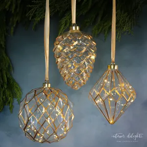 Etched Glass LED Individual Ornaments-Choose Your Style