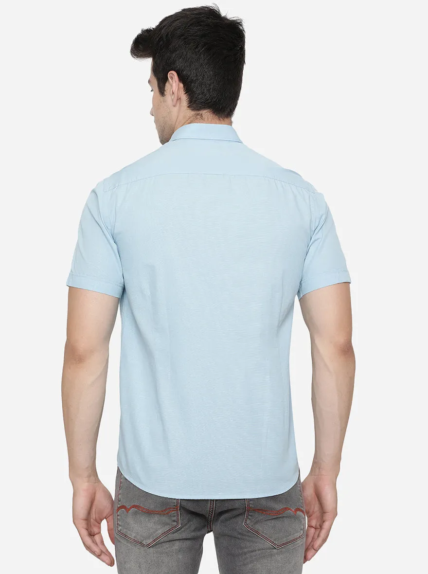 Ethereal Blue Solid Slim Fit Casual Shirt | Greenfibre