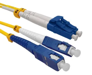 Fiber Optic Patch Cable, LC to SC, Single Mode 9/125, Duplex