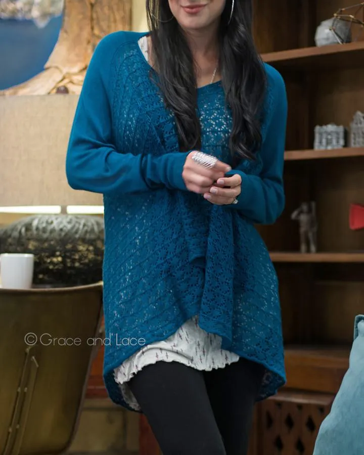 Grace & Lace Open Knit Light Weight Two Fit Knit Cardigan