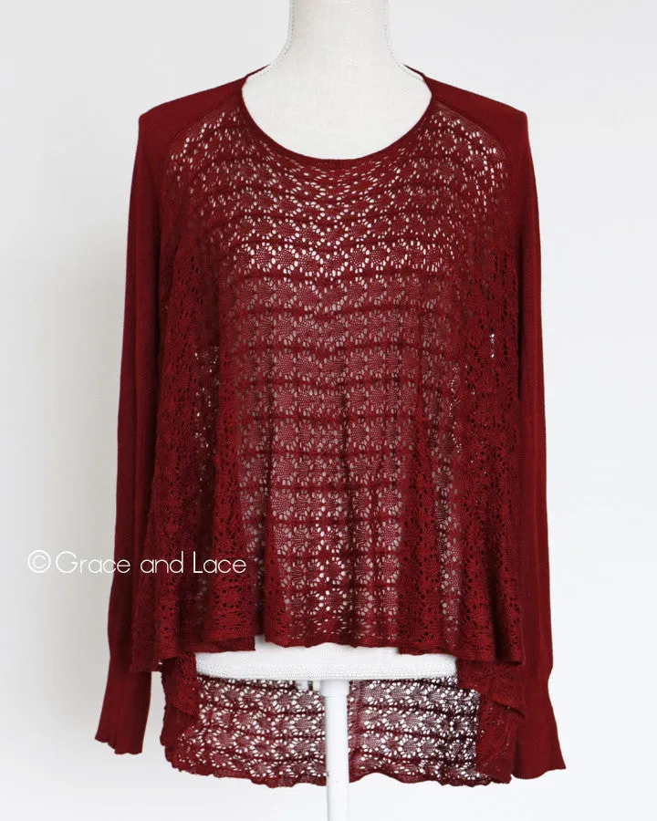 Grace & Lace Open Knit Light Weight Two Fit Knit Cardigan