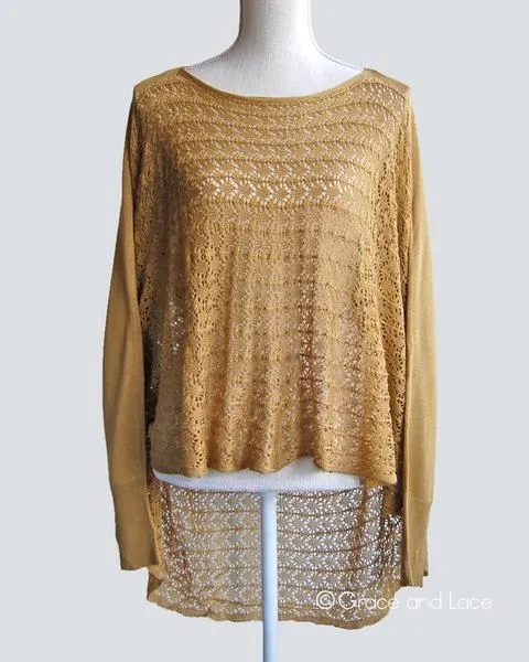 Grace & Lace Open Knit Light Weight Two Fit Knit Cardigan