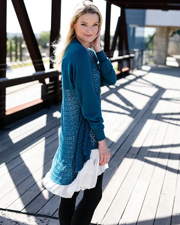 Grace & Lace Open Knit Light Weight Two Fit Knit Cardigan