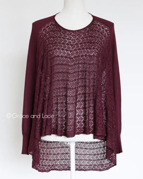 Grace & Lace Open Knit Light Weight Two Fit Knit Cardigan