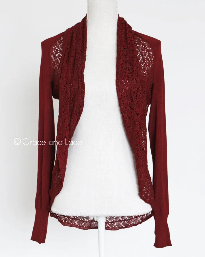 Grace & Lace Open Knit Light Weight Two Fit Knit Cardigan