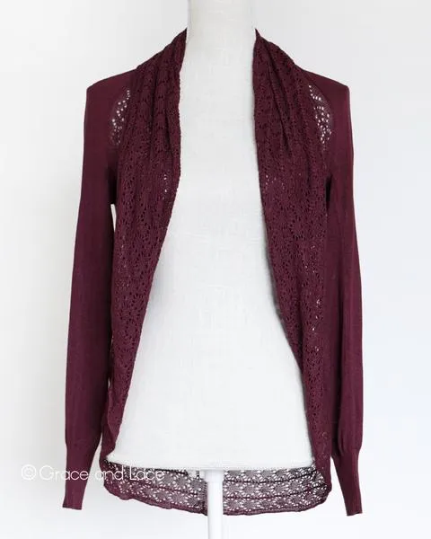 Grace & Lace Open Knit Light Weight Two Fit Knit Cardigan