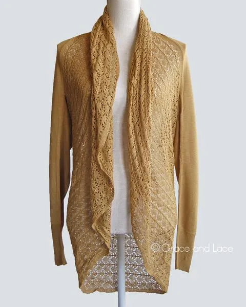 Grace & Lace Open Knit Light Weight Two Fit Knit Cardigan