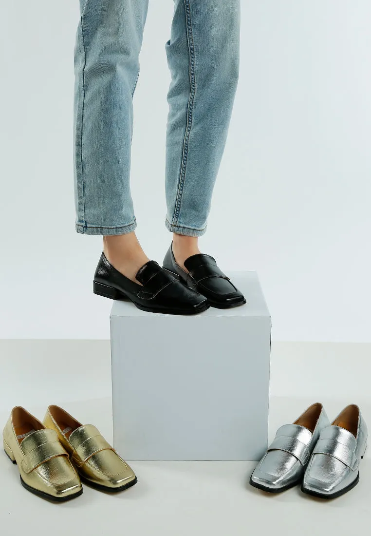 Jongs Metallic Penny Loafers