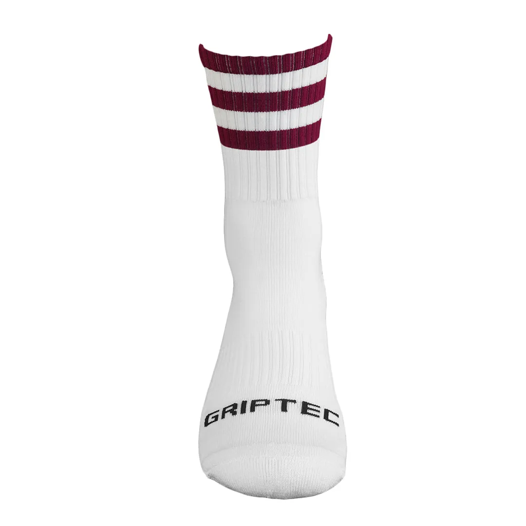 Maroon and White Grip Socks