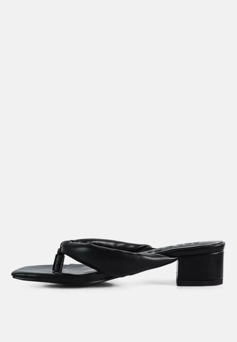 MEMESTAR  Black Low Heel Thong Sandals