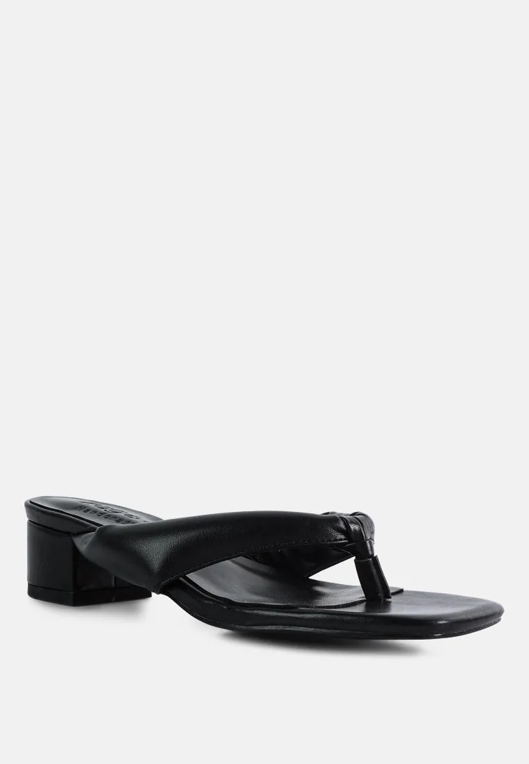 MEMESTAR  Black Low Heel Thong Sandals