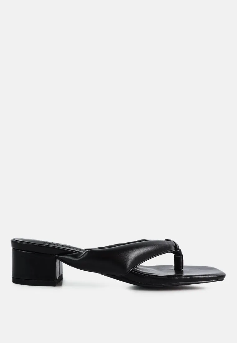 MEMESTAR  Black Low Heel Thong Sandals