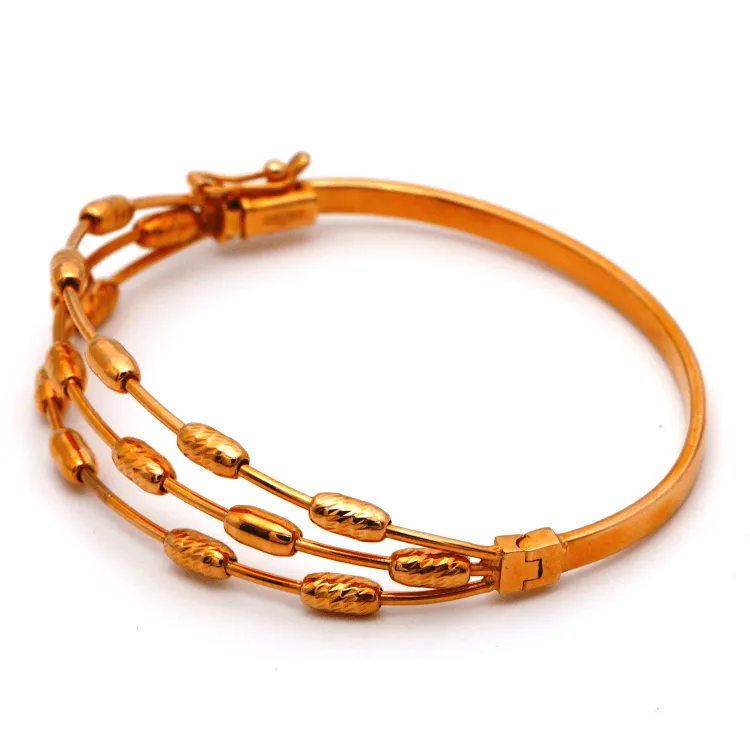 Real Gold 3 Stem Rose Gold Bangle 2829 (SIZE 15) BA1453