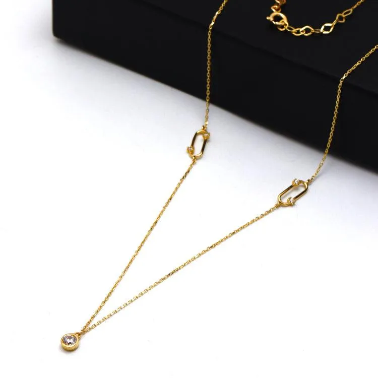 Real Gold GZMessika Adjustable Dangler Stone Necklace - Model 0008 N1436