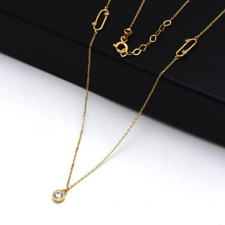 Real Gold GZMessika Adjustable Dangler Stone Necklace - Model 0008 N1436