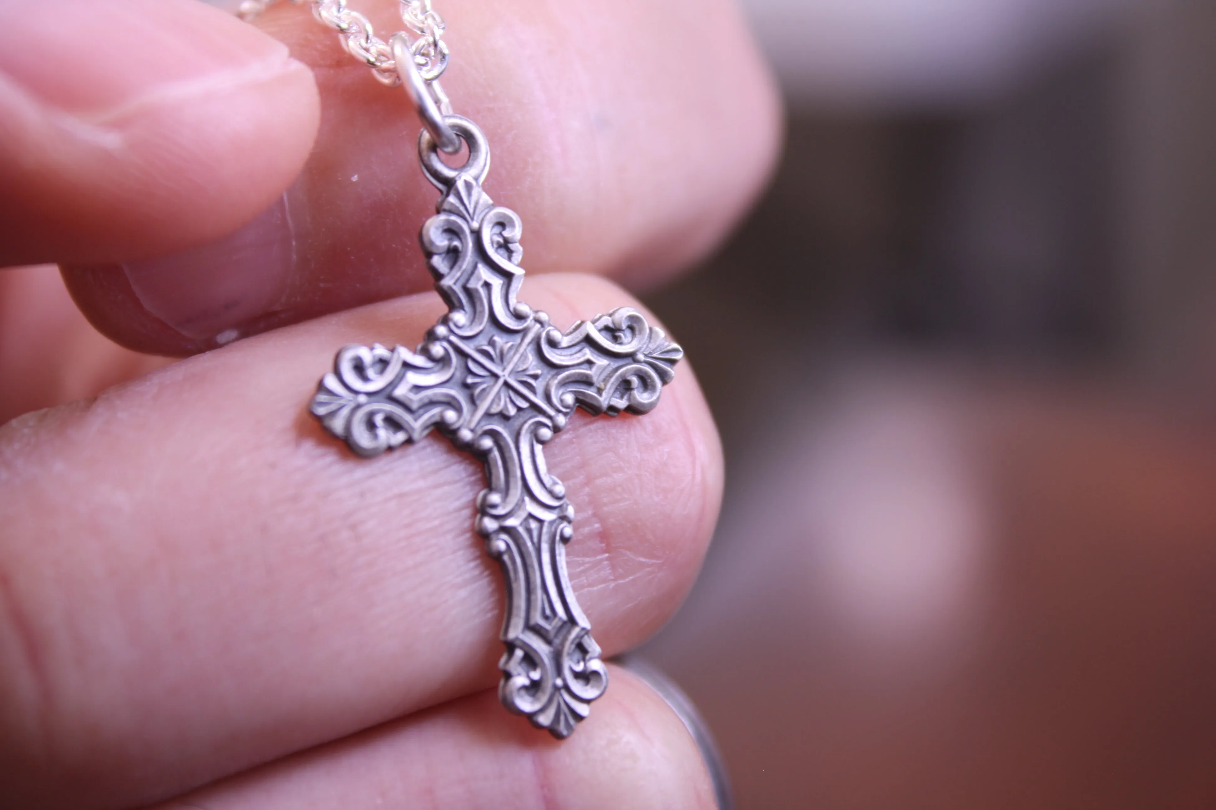 Sterling Silver Fancy Design Cross