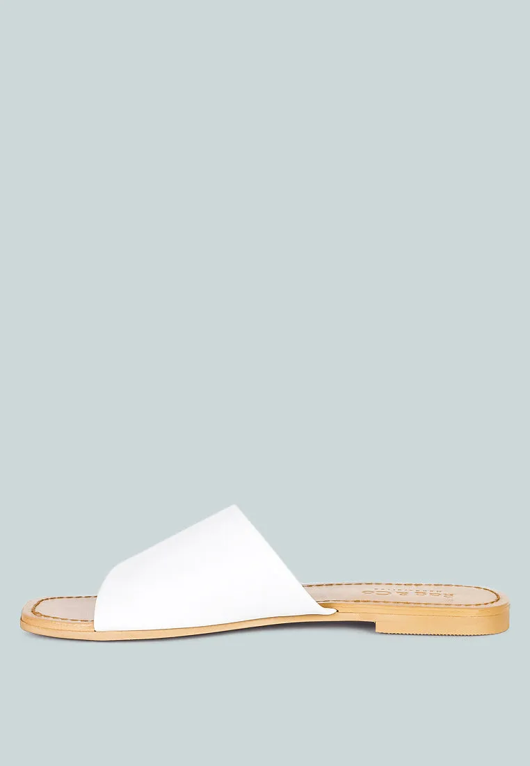 TATAMI White Leather Classic Slide Flats