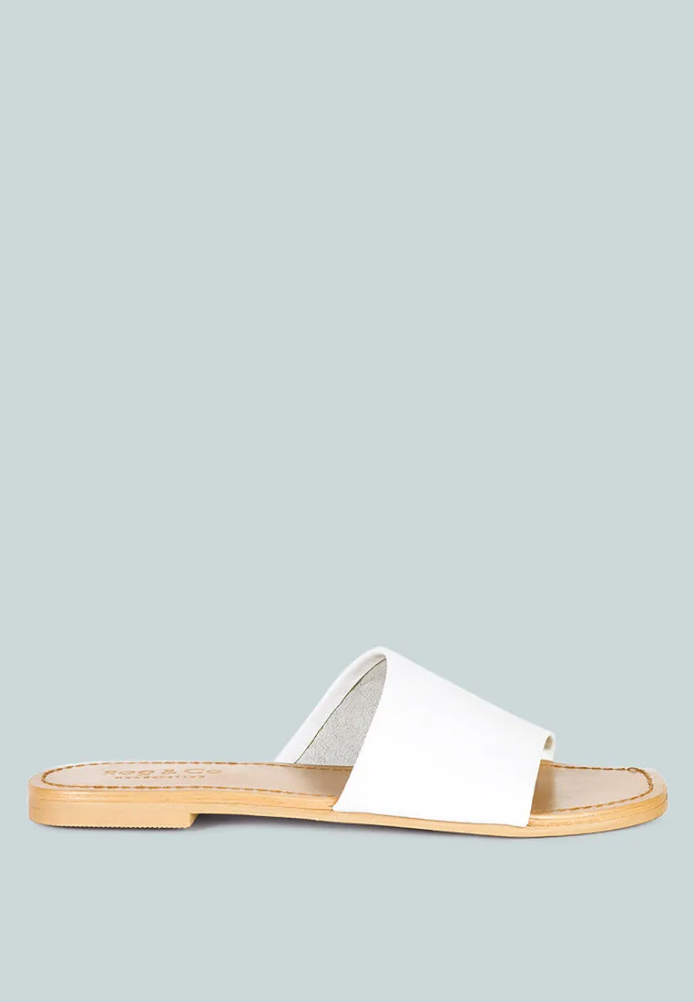 TATAMI White Leather Classic Slide Flats