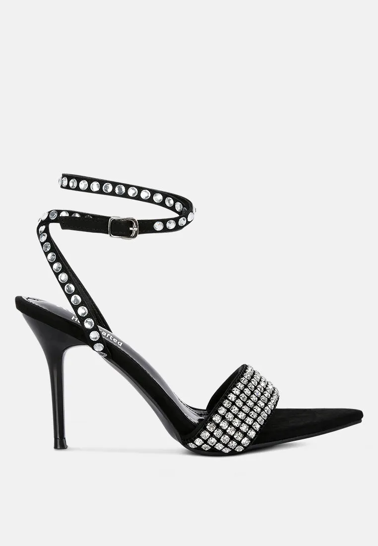 ZURIN Black Diamante Embellished Stiletto Sandals